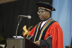 College of Humanities DVC Prof Nhlanhla Mkhize addresses the audience