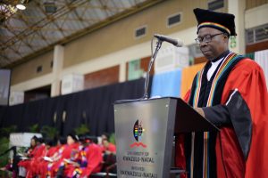 DVC College of Humanities Prof Nhlanhla Mkhize addresses the audience