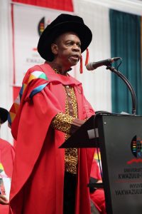 Dr Protas Madlala addresses audiences at the UKZN PMB Graduation