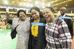 Emotional moment for graduate and family