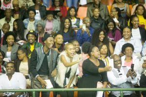 Excited family at the College of Humanities graduation ceremony
