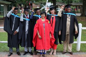 Master of Education Graduates seen with their supervisor Dr Jaqueline Naidoo