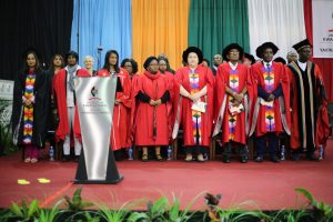 The College of Humanities procession onstage